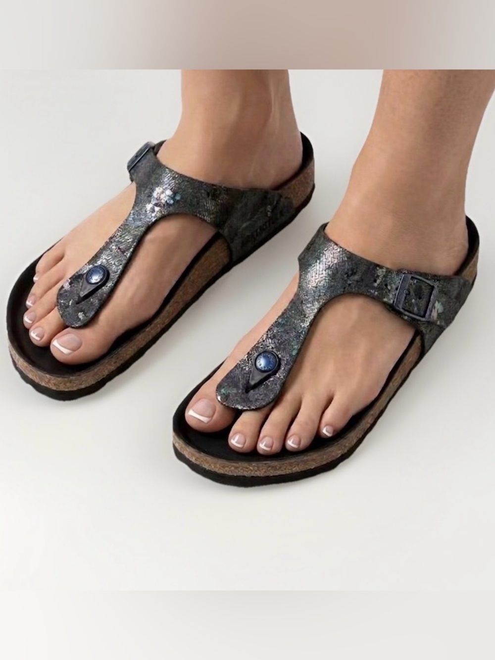 Birkenstock Gizeh Hex Metallic Black 39 / US Women’s 8